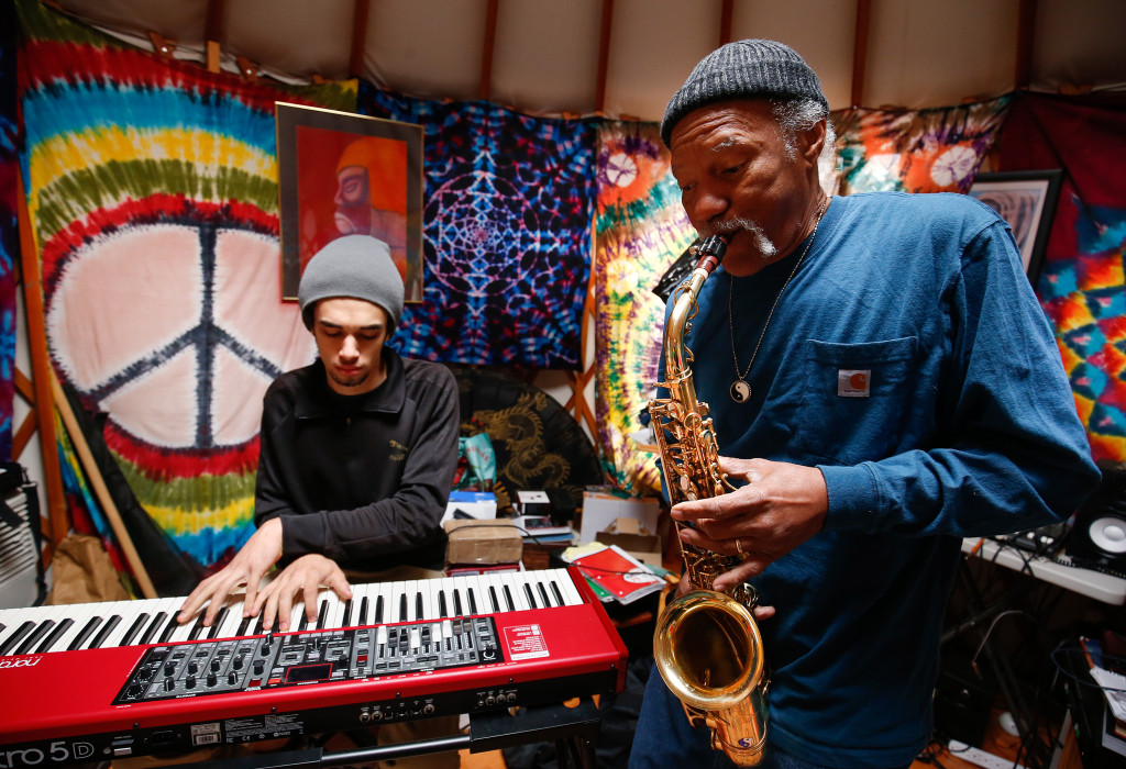 Photo: Dan Little 
Khalif (Big-Chief) Neville, left, and his father Charles Neville