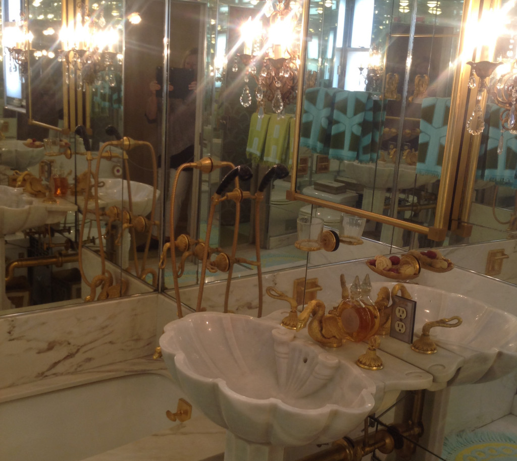 Louis and Lucille Armstrong’s bathroom at their home in Corona, Queens. Look into the mirror on the center-left and there’s Eppie; Photo by Eppie Ozën